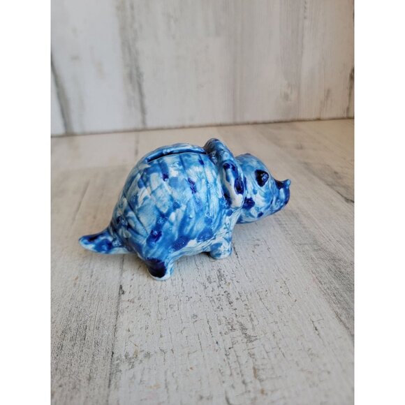 Vintage triceratops blue miniature Piggy bank unique dinosaur - Picture 6 of 7